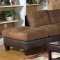 Two-Toned Mocha Modern Sectional Sofa W/Tufted Seats & Backs