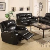 Black Bycast Leather Reclining Living Room Sofa w/Options