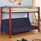 Black Metal & Warm Medium Wood Modern Twin Over Futon Bunk Bed