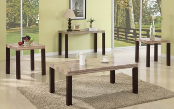 Faux Travertine Top Modern 3Pc Coffee Table Set w/Options [WDCT-55296]