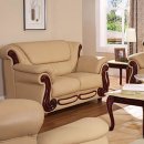 Beige Color Leather Sofa & Loveseat Elegant Living Room Set