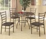 Faux Marble Round Top & Brown Metal Base Modern 5Pc Dinette Set