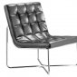 Black Leatherette Contemporary Lounge with Chromed Steel Frame