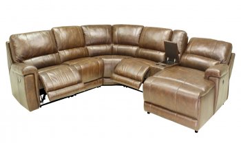 Hazelnut Full Leather 6PC Modern Reclining Sectional Sofa [CHFSS-FL-Taylor-V1]