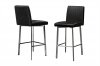 Black Bonded Leather with Steel Base Set of 2 Swivel Barstools