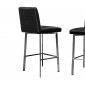 Black Bonded Leather with Steel Base Set of 2 Swivel Barstools