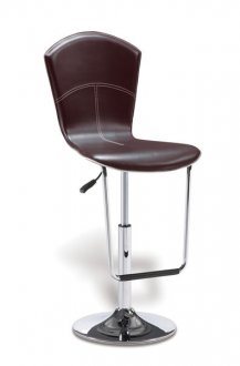 Brown Faux Leather Contemporary Bar Stool With High Back