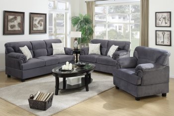 F7916 Sofa, Loveseat & Chair Set in Grey Fabric by Poundex [PXS-F7916]