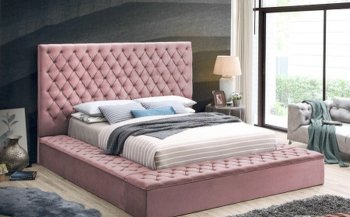 LCL-B01 Upholstered Bed in Pink Velvet [BDB-LCL-B01 Pink]