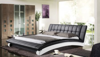 Black & White Leatherette Modern Plarform Bed [SHBS-2877]