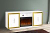 Sashi Electric Fireplace Media Console in White w/Gold Accents