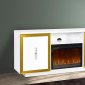 Sashi Electric Fireplace Media Console in White w/Gold Accents