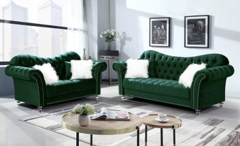 LCL-006 Sofa & Loveseat Set in Green Velvet [BDS-LCL-006 Green]