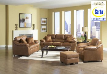 Brown Laramie Tanner Fabric Modern Sofa & Loveseat Set w/Options [CHFS-SU-6380011-Serta Georgie]