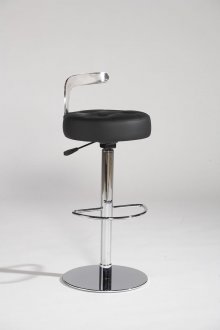 Chrome Base & Black Bonded Leather Seat Set of 2 Barstools