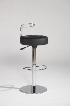 Chrome Base & Black Bonded Leather Seat Set of 2 Barstools [CYBA-Canal]