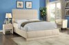 Cooper Upholstered Bed in Beige Linen Fabric w/Options