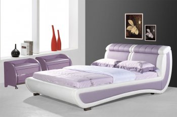 White & Lavender Leatherette Modern Bed [SHBS-2823]