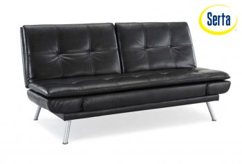 Black Bicast Leather Modern Convertible Sofa Bed w/Metal Legs [LSSB-Verona]