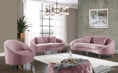 Serpentine Sofa 679 in Pink Velvet Fabric by Meridian w/Options