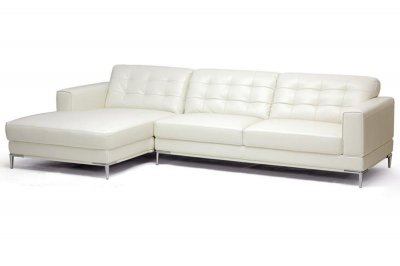 Babbit Sectional Sofa in Ivory Leather by Wholesale Interiors