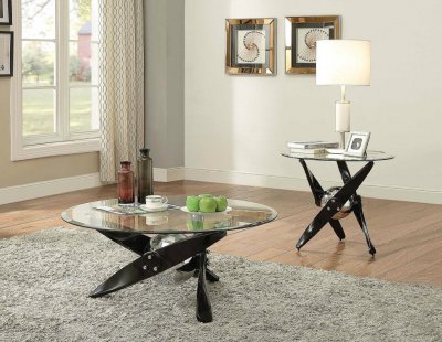 Hagelin Coffee Table in Black & Chrome 84530 by Acme w/Options