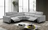 2787 Power Motion Sectional Sofa in Light Gray Leather by ESF