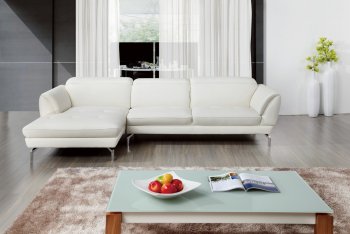 Orchard Sectional Sofa in White Leather by Beverly Hills [BHSS-Orchard White]