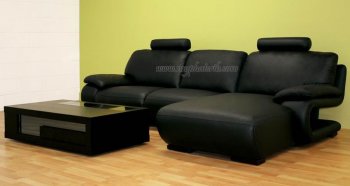 Modern Black Leather Sectional Sofa [AWSS-Dallas]