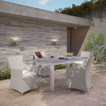 Junction 5 Piece Outdoor Dining Set in Gray/White by Modway [MWOUT-EEI-1746-GRY-WHI-SET]