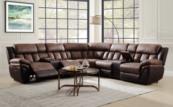 Jaylen Motion Sectional Sofa 55430 Toffee & Espresso Microfiber [AMSS-55430 Jaylen]