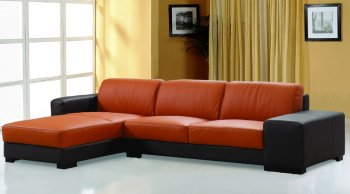 Dico Sectional Sofa in Brown & Orange Leather by Beverly Hills [BHSS-Dico]