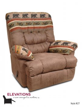 Light Brown Fabric Modern Recliner w/Multi-Tone Accents [CHFRC-V3-R27]