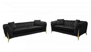 LCL-020 Sofa & Loveseat Set in Black Velvet [BDS-LCL-020 Black]