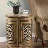 Antique Style Finish Classic Side Chest w/Zebra Printed Details