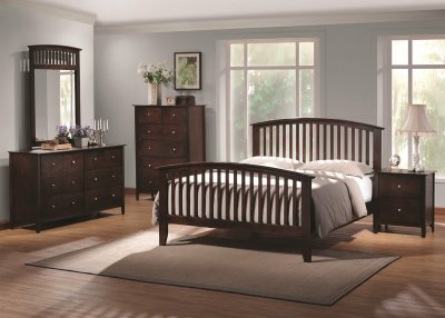 Tia 202081 Bedroom 5Pc Set in Cappuccino w/Options