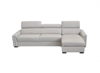 Sacha Sectional Sofa Bed in Light Grey Full Leather by VIG