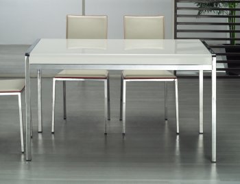 Tavolo Dining Table w/High Gloss White Top by Whiteline [WLDS-Tavolo]