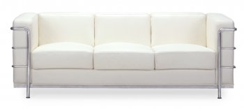 White Leather Contemporary Living Room With Tube Frame [ZMS-Fortress white]