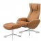 Maya Chair & Ottoman in Camel Leather by J&M Furniture