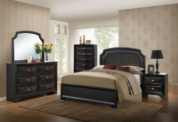 Farrah Bedroom 5Pc Set in Olivia Black by Global w/Options [GFBS-Farrah]