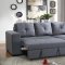 F6910 Convertible Sectional Sofa in Blue Grey Fabric by Boss