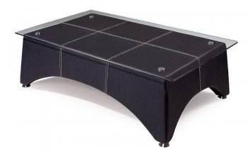 Modern Coffee Table with Black Faux Leather Upholstery [GFC-A9068]