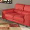 Red Microfiber Modern Sofa & Loveseat Set w/Metal Legs