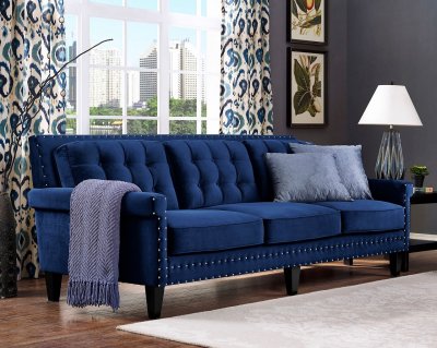 Jonathan Sofa TOV-S77 in Navy Velvet Fabric by TOV Furniture