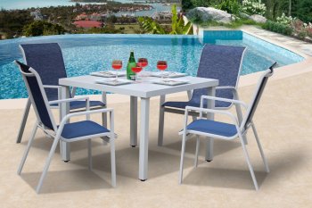 Hamptons Outdoor Dining Set 5Pc in White by Bellini [BLOUT-Hamptons-White 5pc]