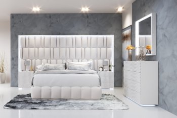 Orion Bedroom in White by ESF w/ Optional Wave White Casegoods [EFBS-Orion Wave White]