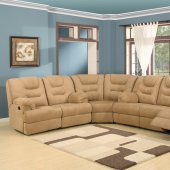 Beige Easy Rider Plush Fabric Modern Reclining Sectional Sofa