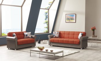 Avalon Sofa Bed in Orange Fabric by Casamode w/Options [CMSB-Avalon Prusa Orange]