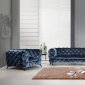 Delilah Sofa Set 3Pc in Blue Velour Fabric by VIG